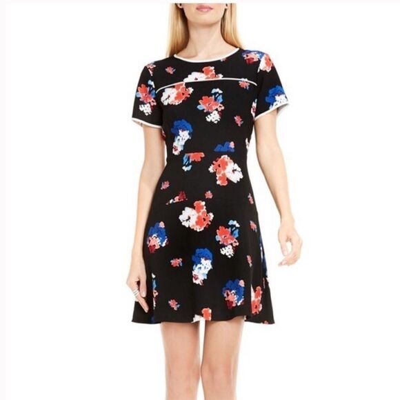 Vince Camuto Traveling Blooms Red White Blue Dress - Picture 1 of 12